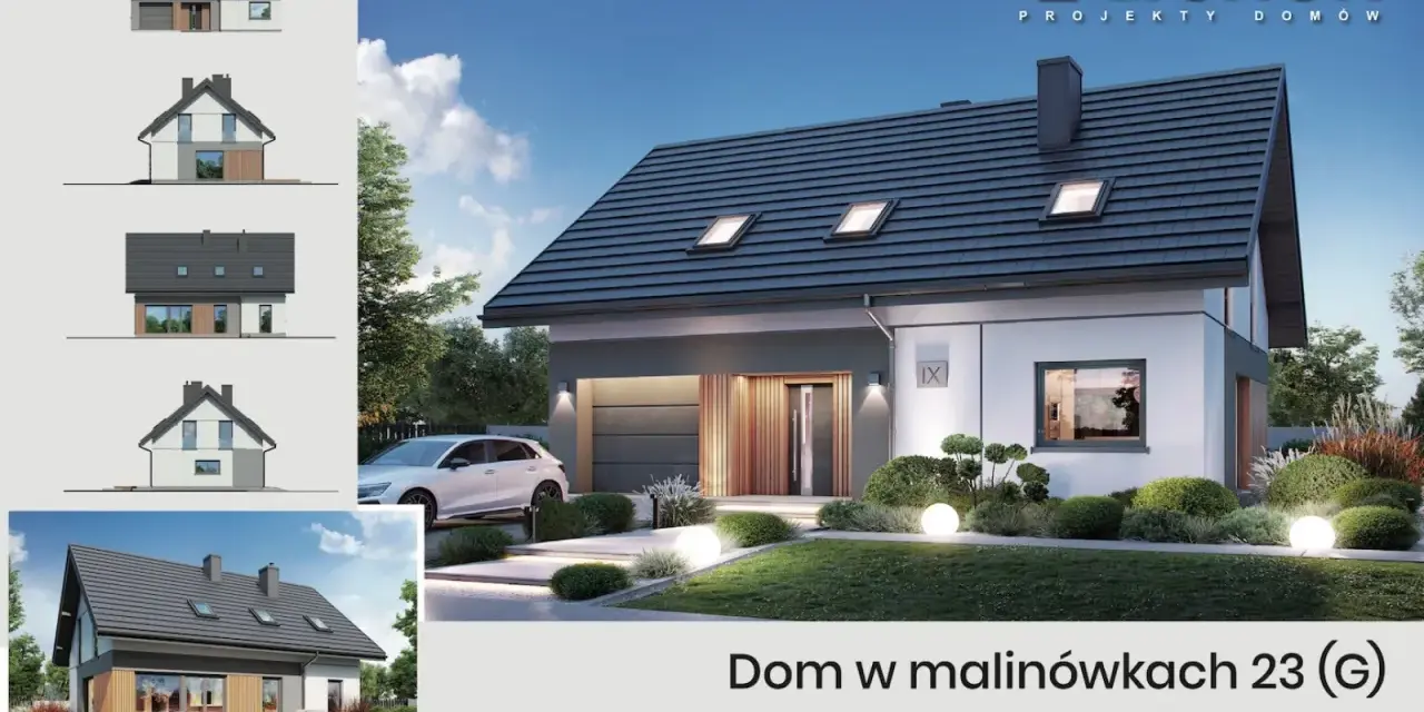 Nowoczesny dom 120 m² z garażem i tarasem. Sprawdź, jaki koszt budowy domu 120 m² w tej aranżacji.