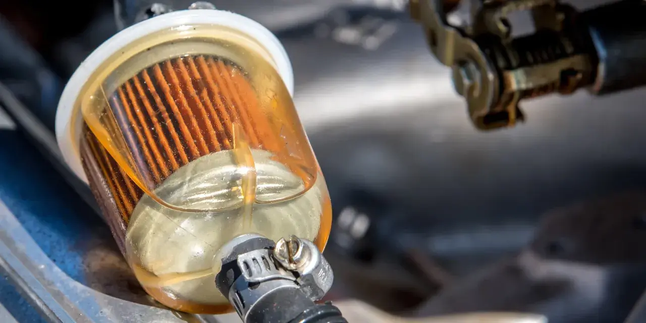 A dirty fuel filter, a common cause of bad fuel filter symptoms like engine sputtering and poor acceleration.