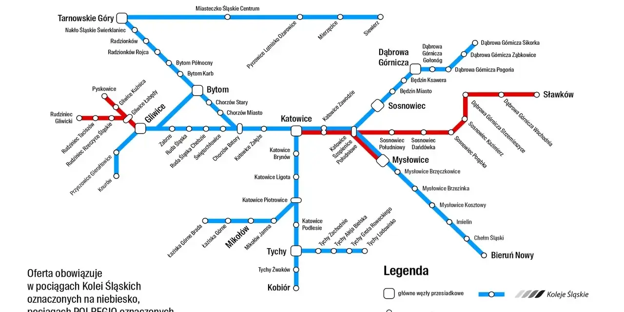 Mapa połączeń kolejowych i autobusowych w ramach wspólnej oferty biletowej. Zobacz, gdzie możesz dojechać swoim biletem miesięcznym!