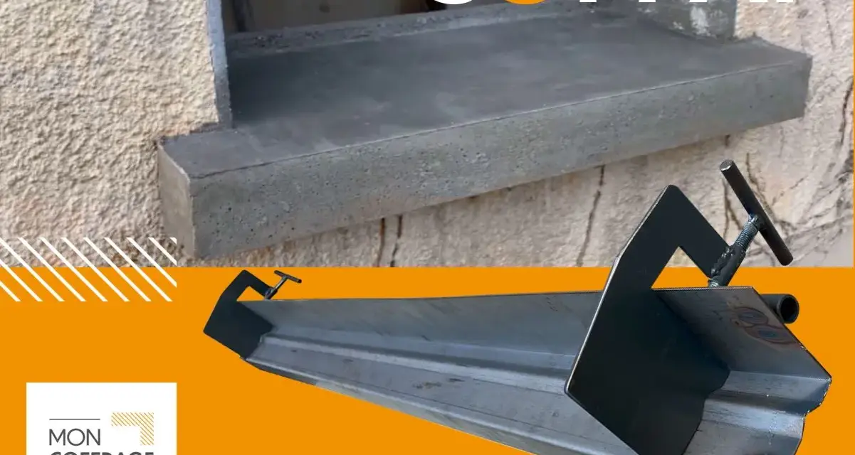Plan coffrage appui de fenêtre en béton. Outil de coffrage métallique pour une finition parfaite.