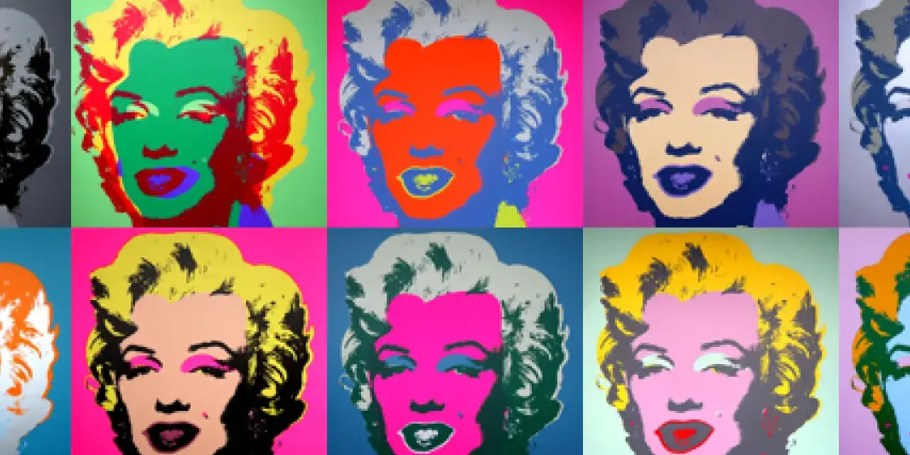 Marilyn Monroe en colores vibrantes, un clásico del pop art de Andy Warhol.