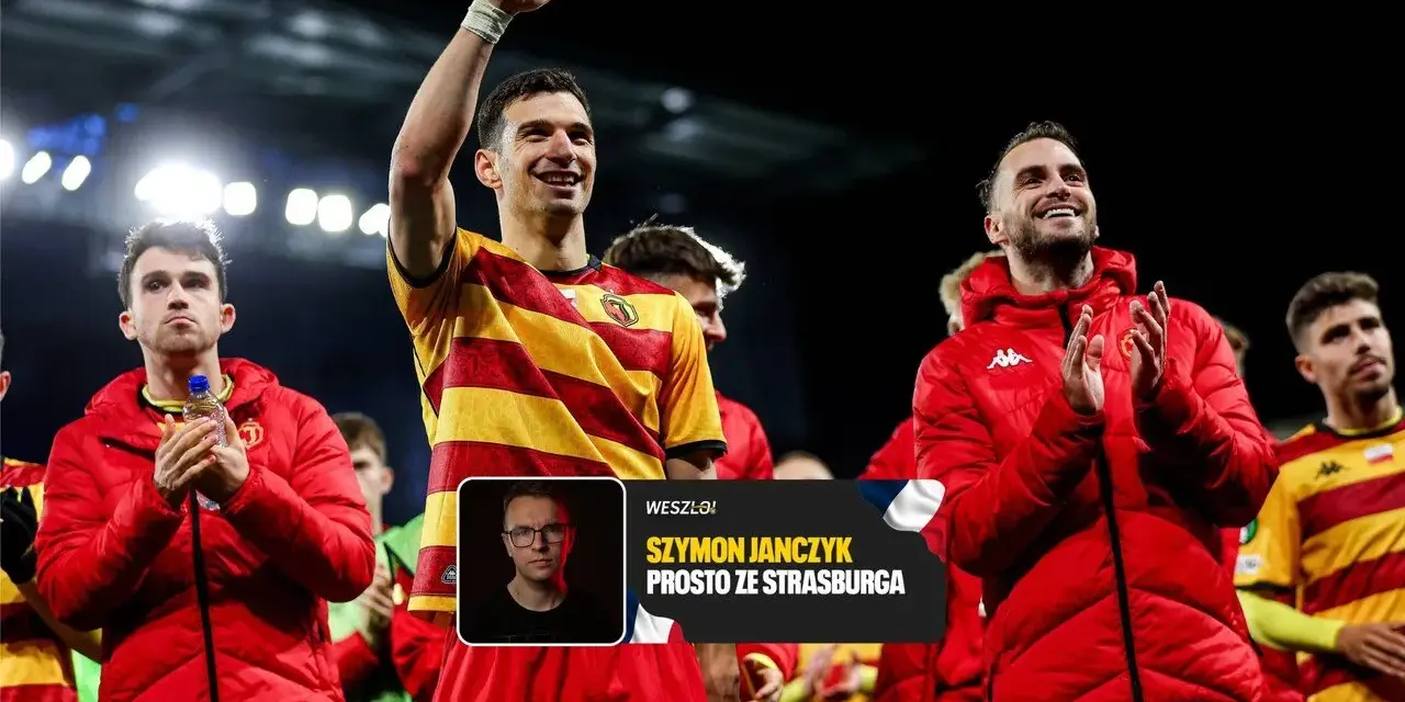 Piłkarze Jagiellonii świętują sukces w Lidze Konferencji. Szymon Janczyk relacjonuje prosto ze Strasburga.