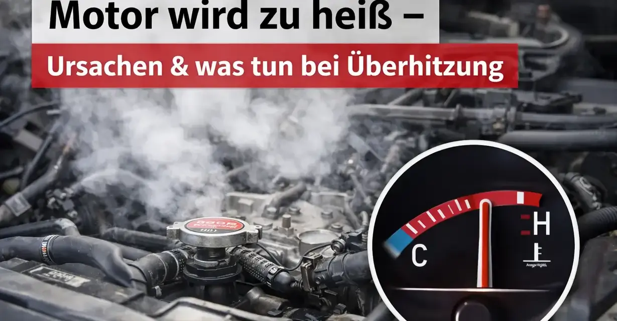 Rauchender Motor, weil die **Motortemperatur zu hoch** ist. Der Temperaturanzeiger steht im roten Bereich.