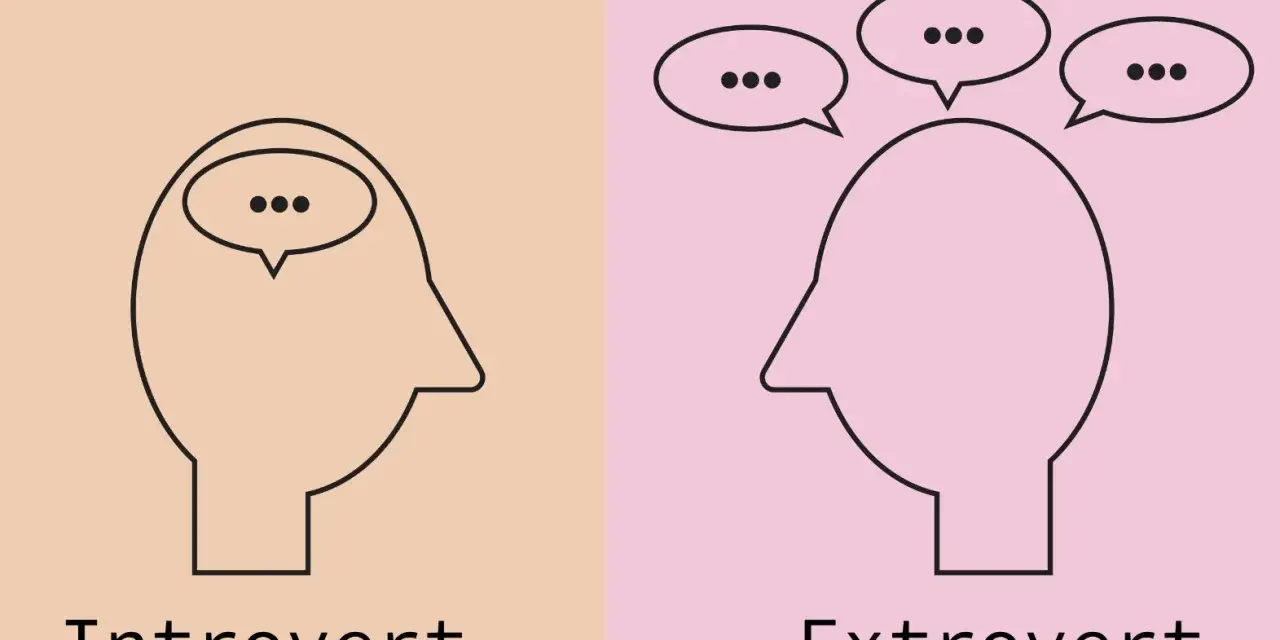 Kontrast między introwertykiem, którego myśli są wewnątrz głowy, a ekstrawertykiem, którego myśli wychodzą na zewnątrz. Idealny dla **ambiverta**, który potrafi balansować między tymi światami.
