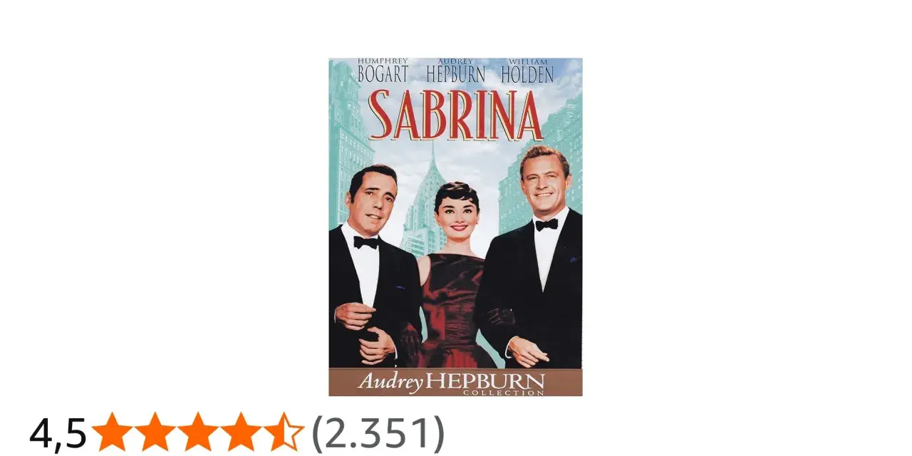 Copertina del film Sabrina (1954) con Humphrey Bogart, Audrey Hepburn e William Holden.
