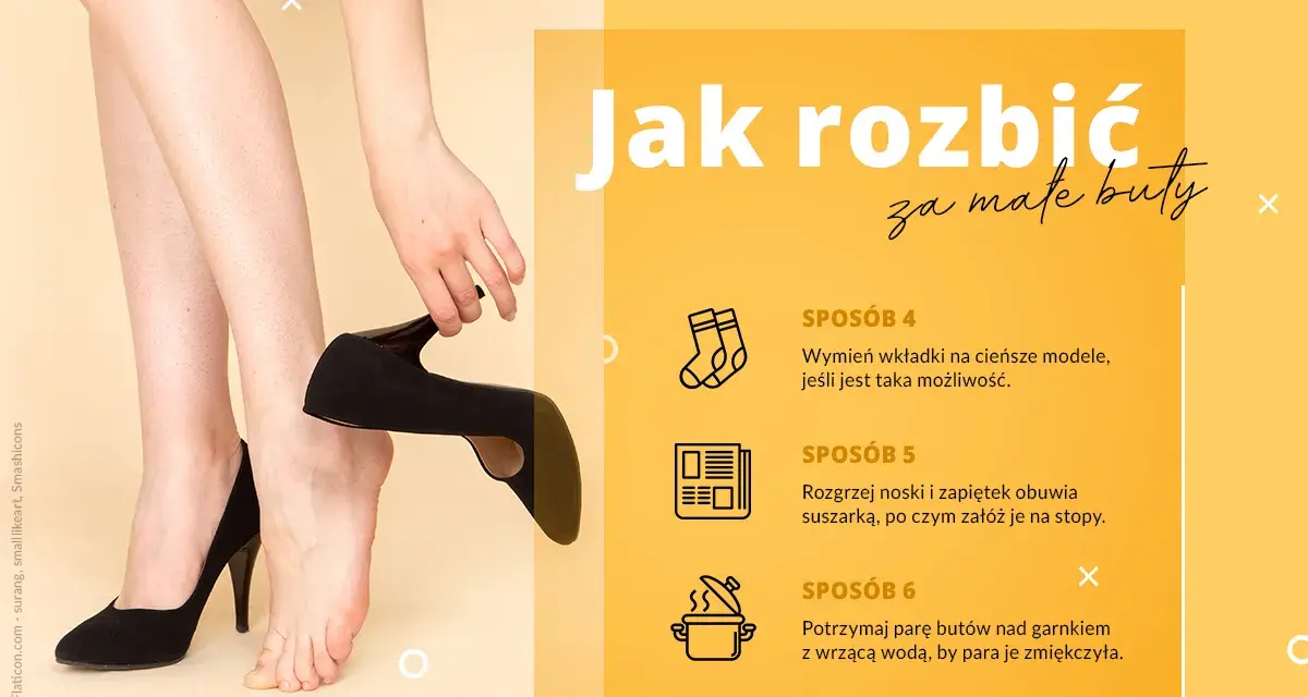 Kobieta przymierza czarne, zamszowe szpilki, pokazując, jak rozciągnąć buty, by były wygodniejsze.