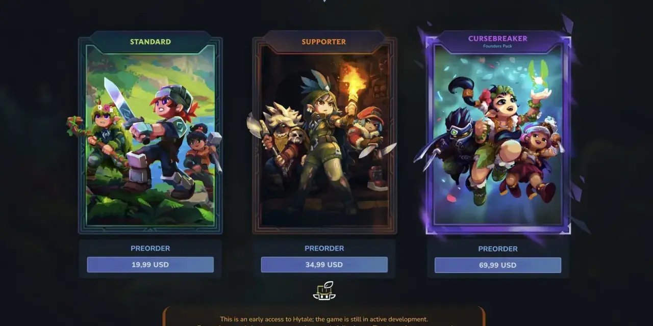 Ediciones disponibles de Hytale: Standard, Supporter y Cursebreaker. Aún no hay fecha de lanzamiento confirmada.