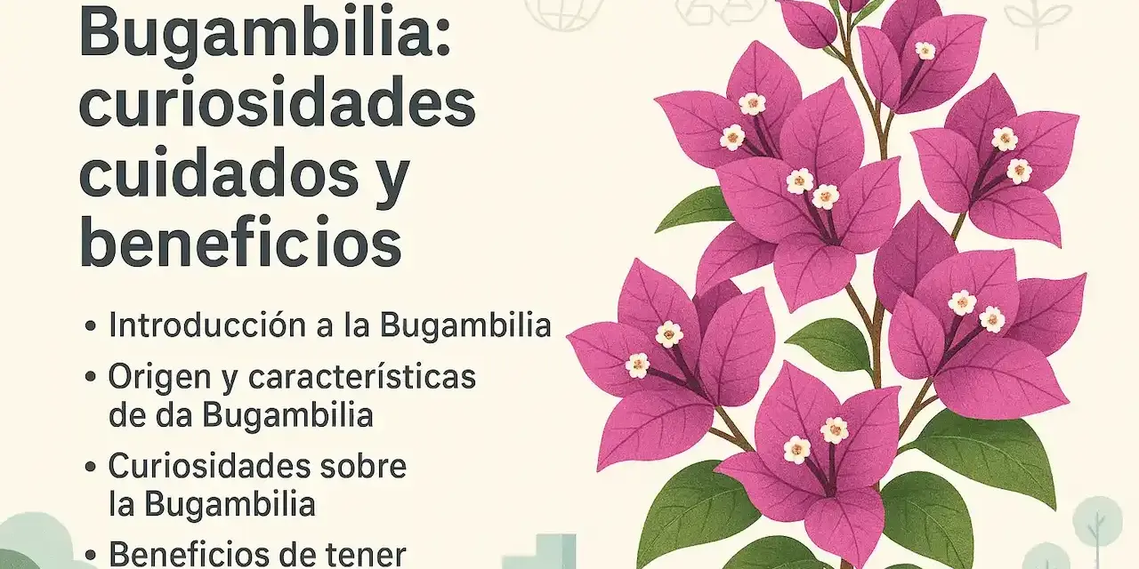 Bugambilia: curiosidades, cuidados y beneficios. Aprende todo sobre esta hermosa planta, desde su origen hasta cómo cuidarla para que florezca.