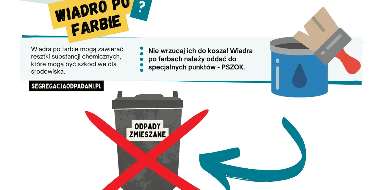 Gdzie wyrzucić wiadro po farbie? Nie do kosza! Odpady po farbach oddaj do PSZOK.