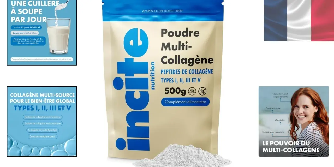 Poudre multi-collagène pour une peau éclatante, des cheveux et des ongles forts. Le collagène est essentiel pour le bien-être global.