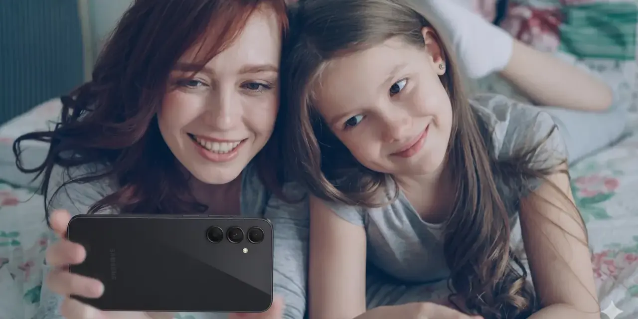 Mama i córka robią selfie telefonem. Od ilu lat można mieć telefon? Odpowiedź zależy od rodziców i dziecka.