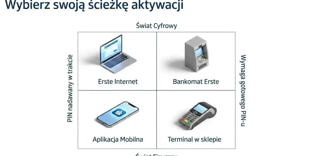 Wybierz ścieżkę aktywacji karty Santander: przez internet, bankomat, aplikację mobilną lub terminal.