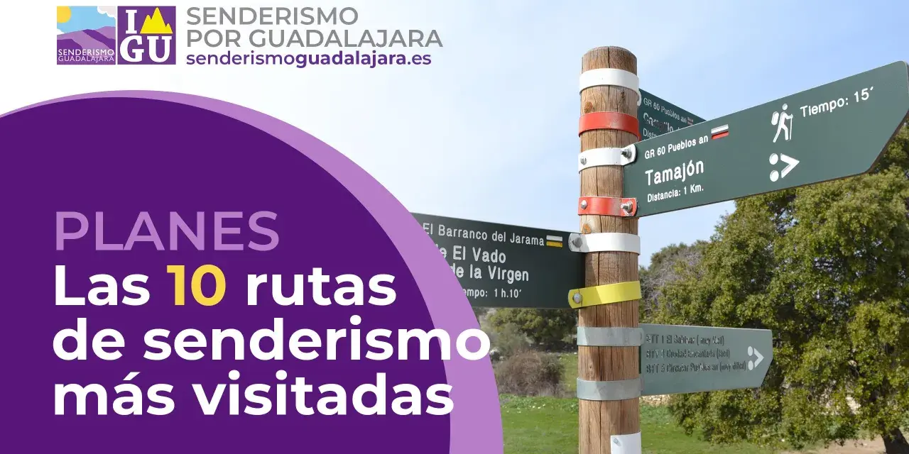 Señalización de rutas de senderismo cerca de Guadalajara capital. Descubre las 10 rutas más visitadas.