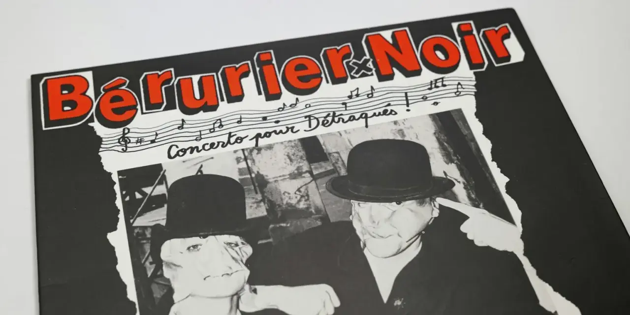 Bérurier Noir, "Concerto pour Dégraques" : deux hommes masqués et chapeautés, ambiance punk rock.