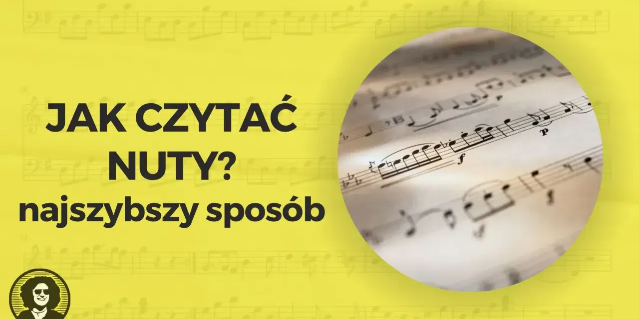 Jak czytać nuty na gitarze? Najszybszy sposób na naukę gry. Nuty na tle żółtym.
