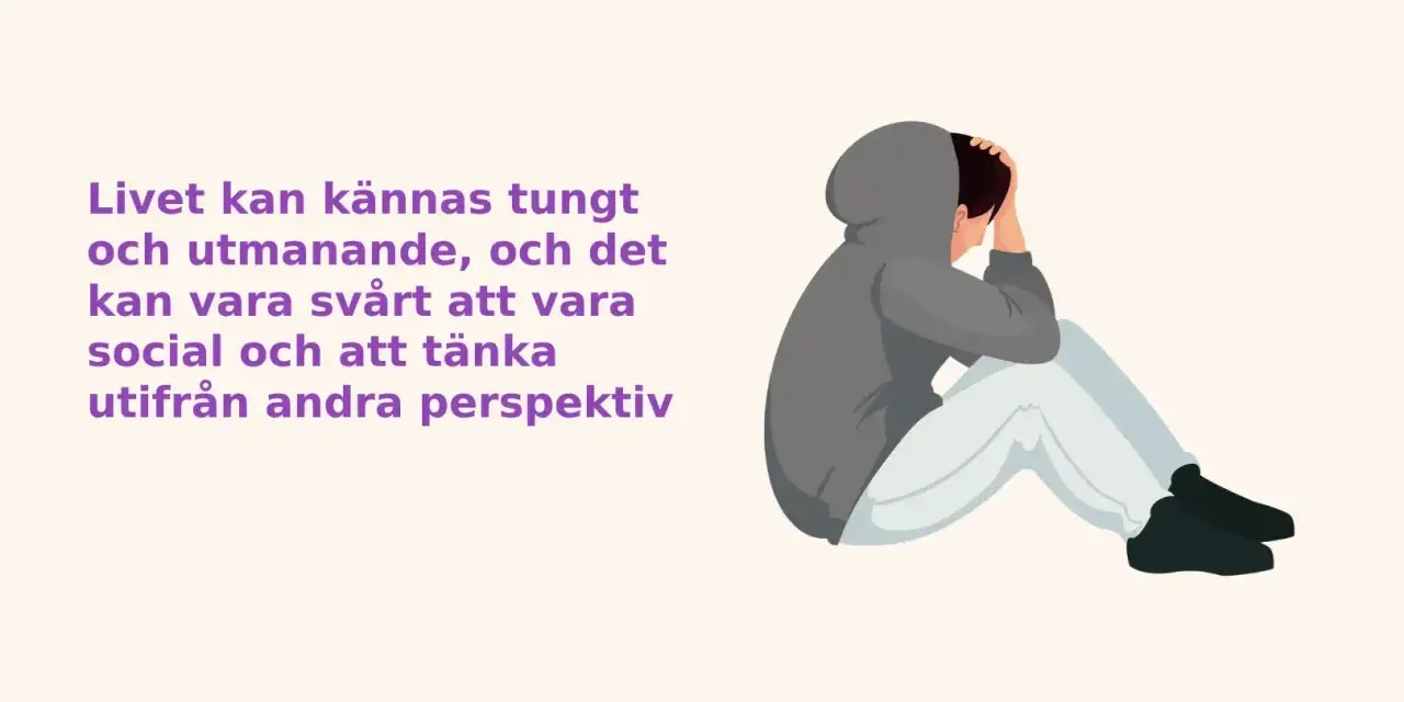 En person sitter hopkrupen, med händerna över huvudet, en bild som kan symbolisera emotionella stress symptom.