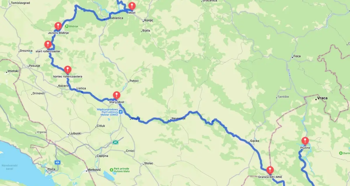 Trasa motocyklem przez Bałkany: od Jeziora Blidinje, przez Mostar, Gacko, aż do Plužine. Niezapomniana podróż!