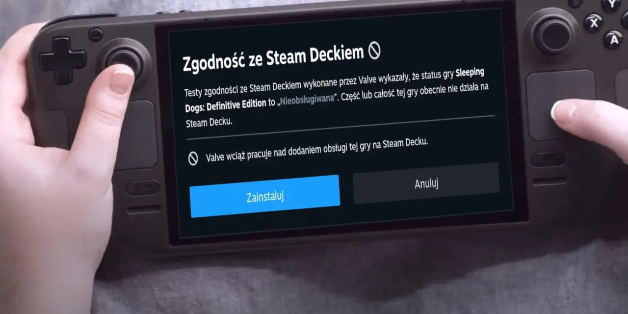 Zgodność gry Sleeping Dogs: Definitive Edition ze Steam Deckiem jest oznaczona jako „Nieobsługiwana”. Valve pracuje nad poprawą tej sytuacji, aby gry działały na Steam Decku.