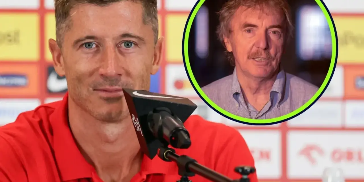 Robert Lewandowski w czerwonej koszulce i Zbigniew Boniek w okręgu.