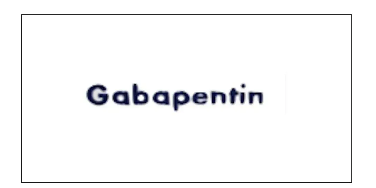 Napis "Gabapentin" w ciemnoniebieskiej czcionce na białym tle.