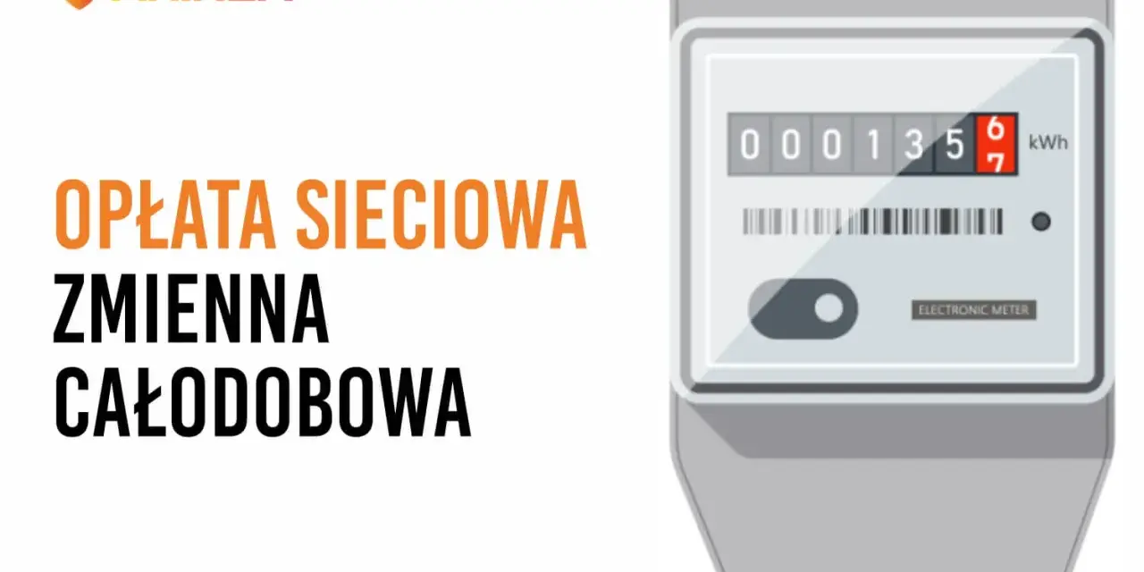 Zrozumienie opłaty sieciowej zmiennej całodobowej to klucz do optymalizacji rachunków za prąd. Grafika przedstawia licznik energii.