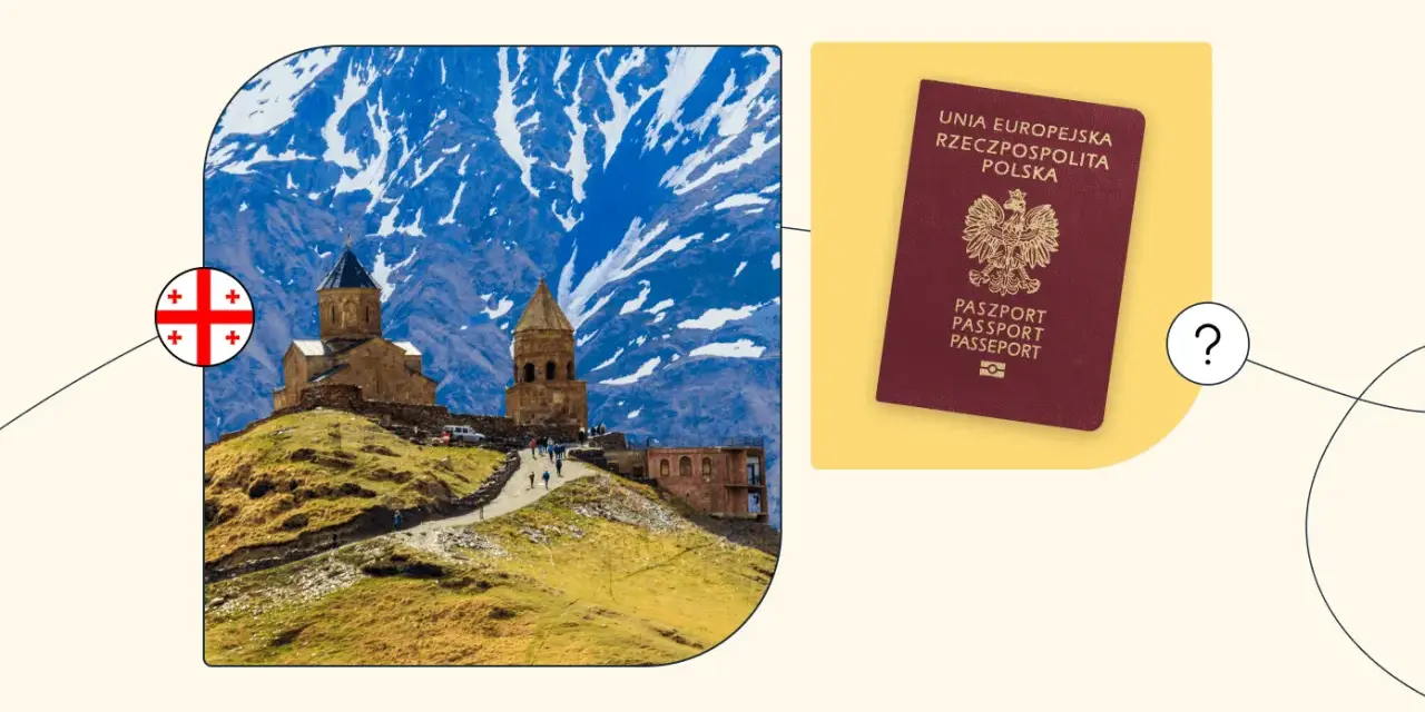 Gruzja i polski paszport. Czy do Gruzji potrzebny jest paszport? Widok na górski klasztor i dokument podróży.