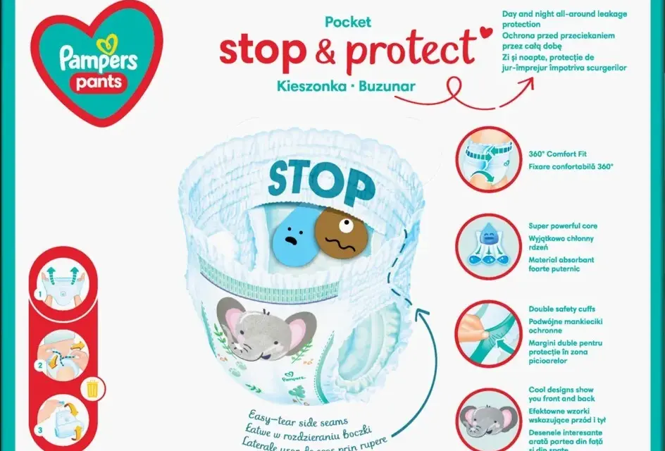 Pasek z tyłu Pampers Pants – po co go używać przy zmianie pieluch?
