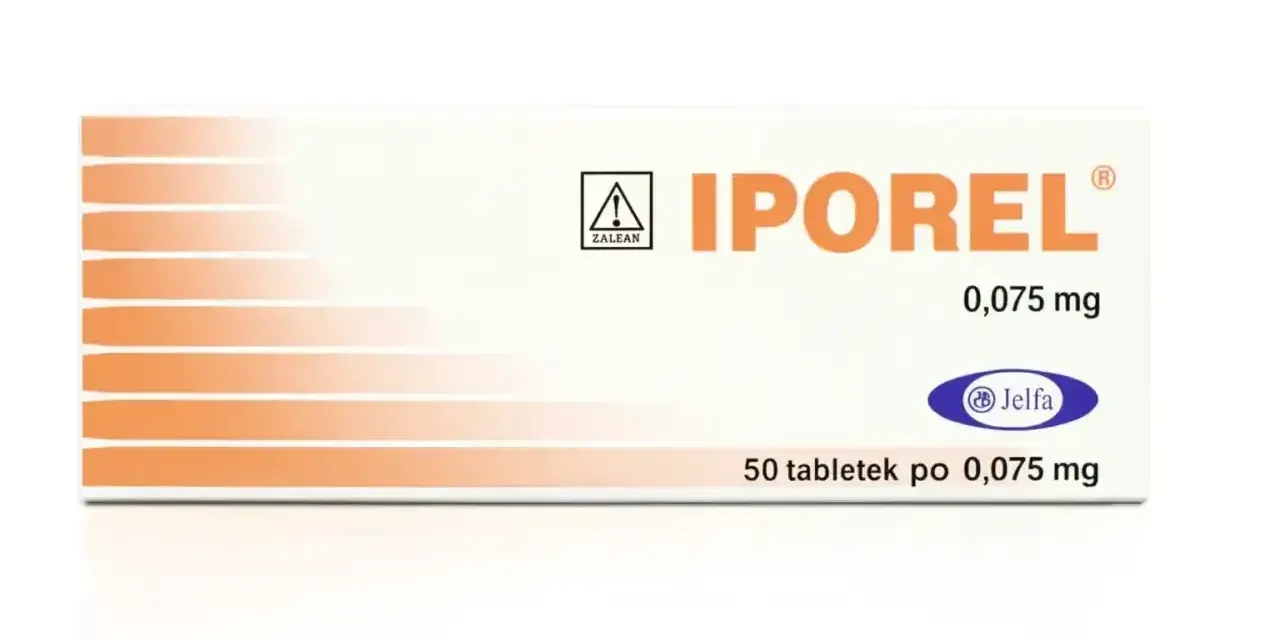Opakowanie leku Iporel 0,075 mg, zawierające 50 tabletek.