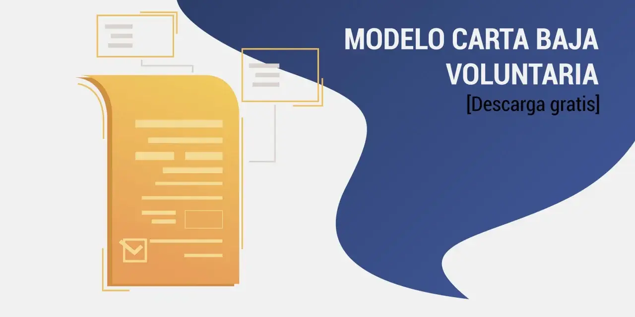 Modelo de carta de baja voluntaria laboral. Descarga gratis. Documento con texto y marca de verificación.