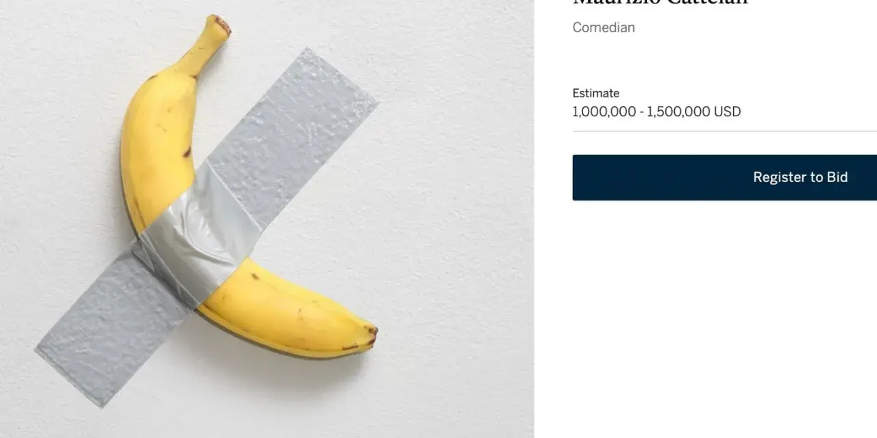 Une banane, œuvre de Maurizio Cattelan, est scotchée au mur. L'art qui fait parler.