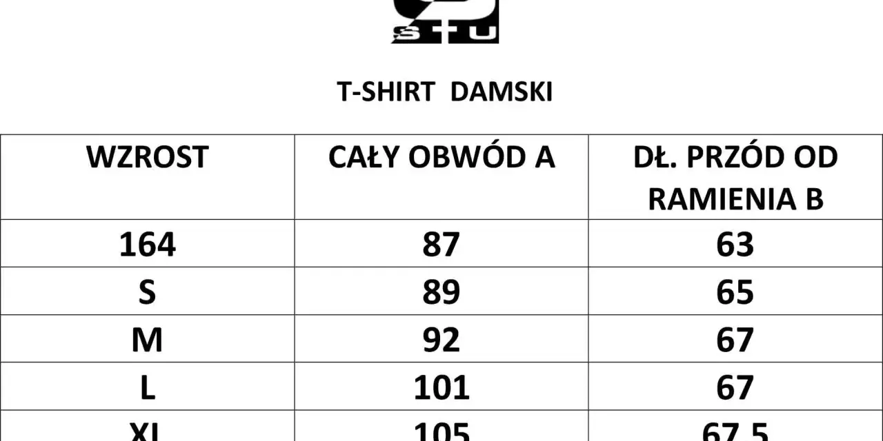 Tabela rozmiarów damskich t-shirtów. Sprawdź, jaki to rozmiar XXL, porównując wzrost i obwód.