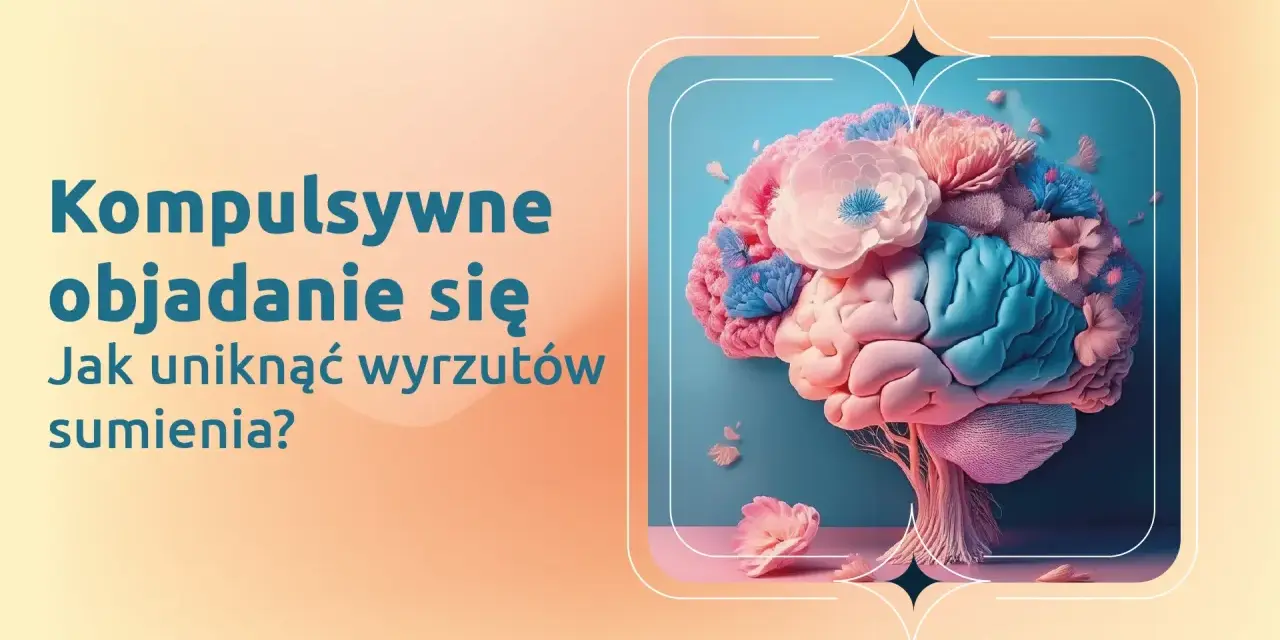 Mózg ozdobiony kwiatami symbolizuje walkę z kompulsywnym objadaniem się i poszukiwanie spokoju.