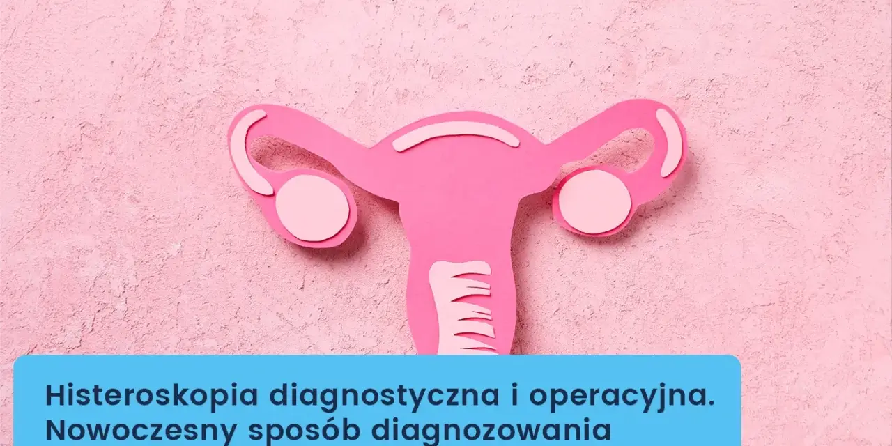 Różowa grafika macicy z jajowodami. Histeroskopia diagnostyczna i operacyjna to nowoczesny sposób diagnozowania i leczenia chorób macicy.