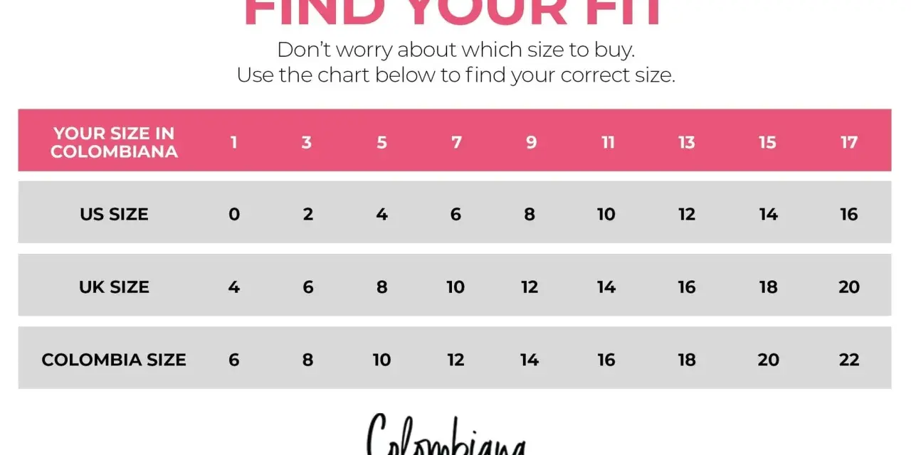 Tabla de tallas: talla 40 de pantalón equivale a talla 16 US, 18 UK y 20 Colombiana.