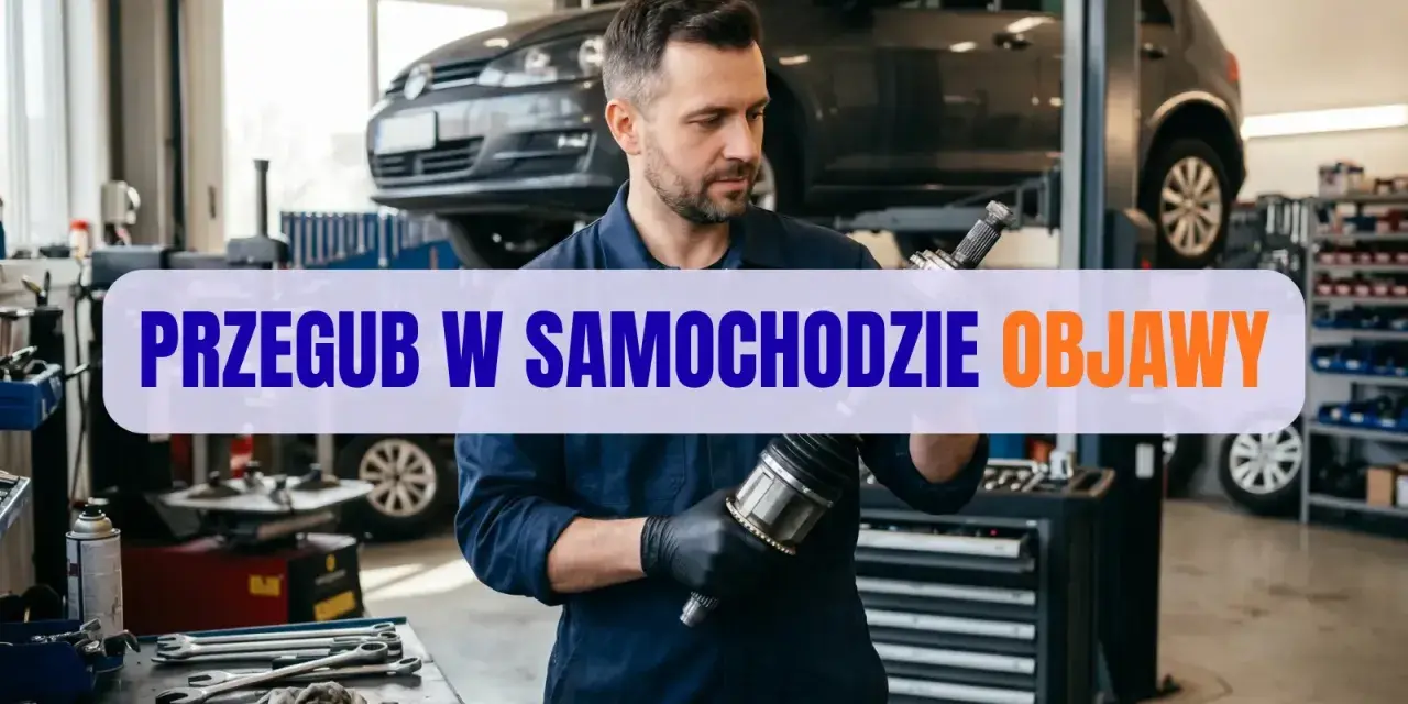 Mechanik pokazuje przegub, element układu napędowego. Zepsuty przegub w samochodzie objawy są często słyszalne podczas jazdy.