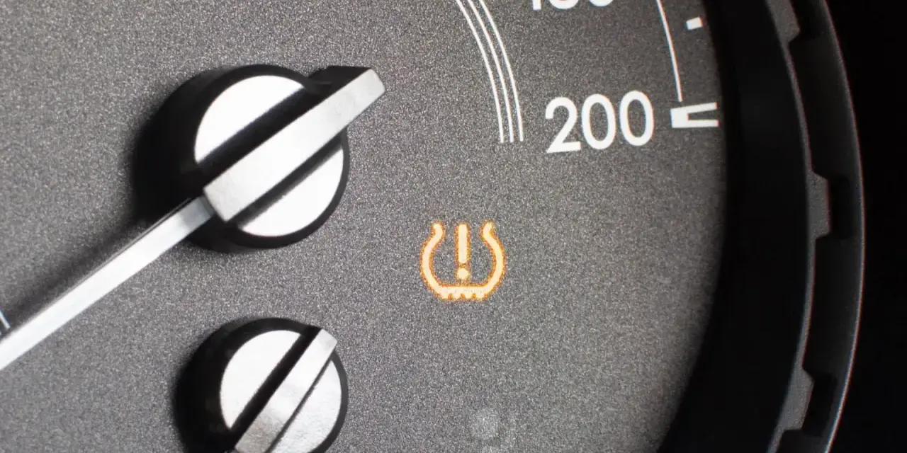 Spia del sistema TPMS accesa sul cruscotto, indica un problema di pressione pneumatici.