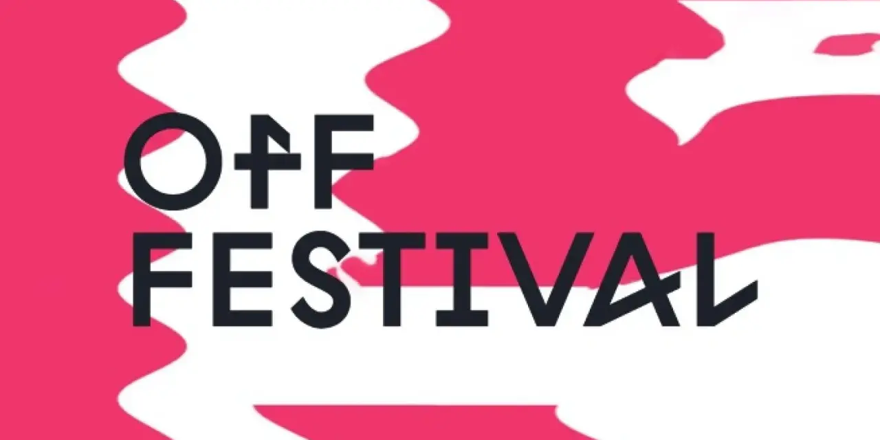 Logo OFF FESTIVAL z falistym, różowym tłem. Czekamy na ogłoszenie lineupu!