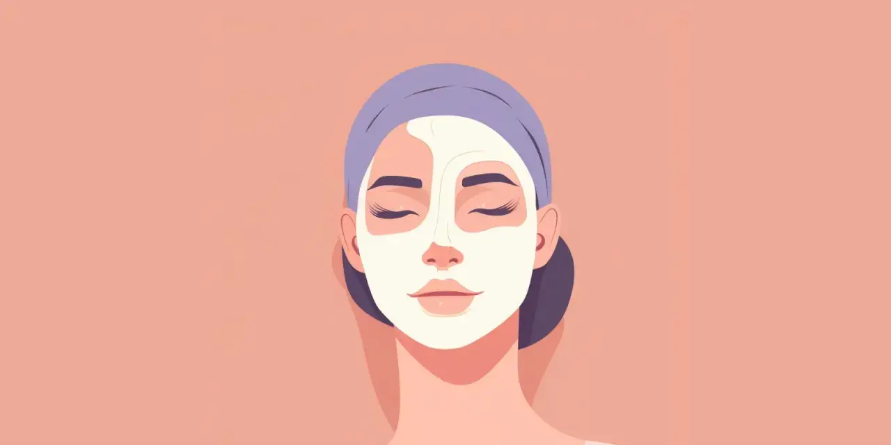 Donna con maschera viso, un trattamento rilassante che sfrutta gli acidi per il viso per una pelle luminosa.
