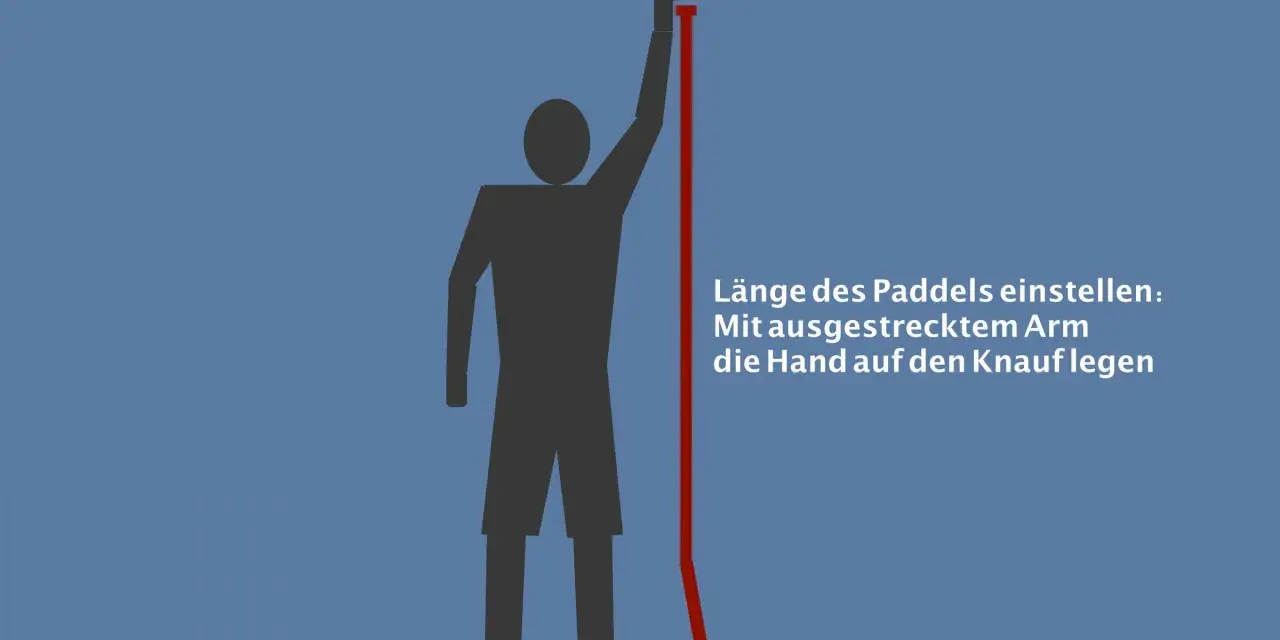 So stellst du die SUP Paddel Länge ein: Mit ausgestrecktem Arm die Hand auf den Knauf legen.