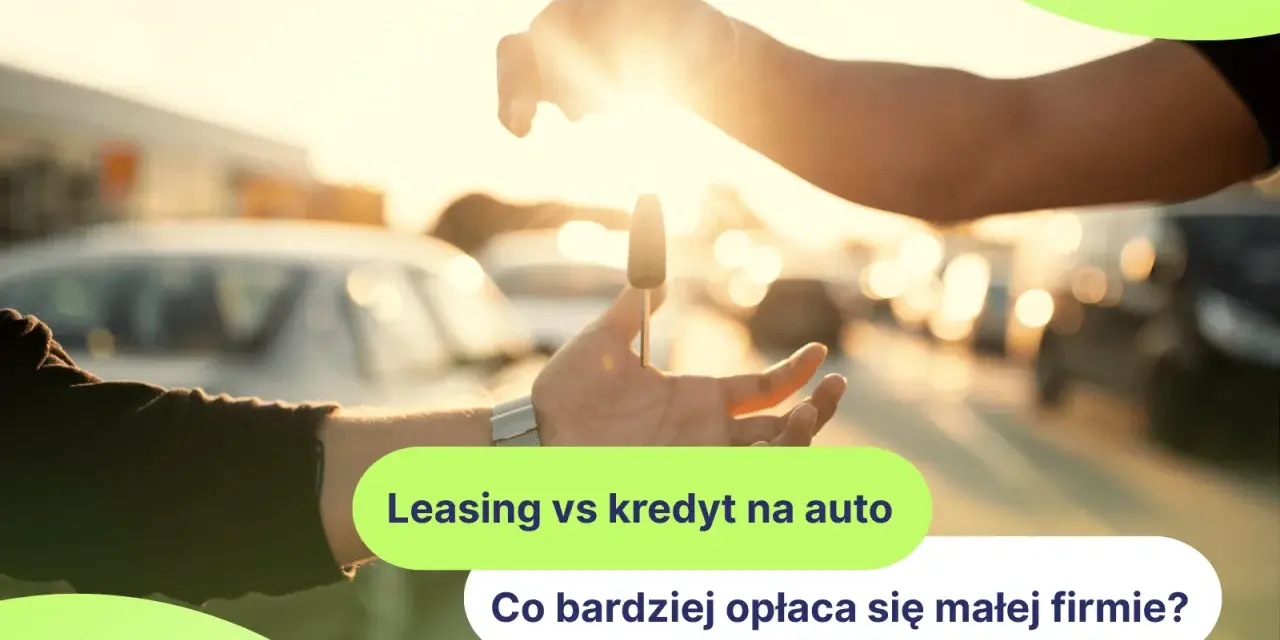 Przekazanie kluczyków do auta symbolizuje wybór między leasingiem a kredytem na auto dla małej firmy.