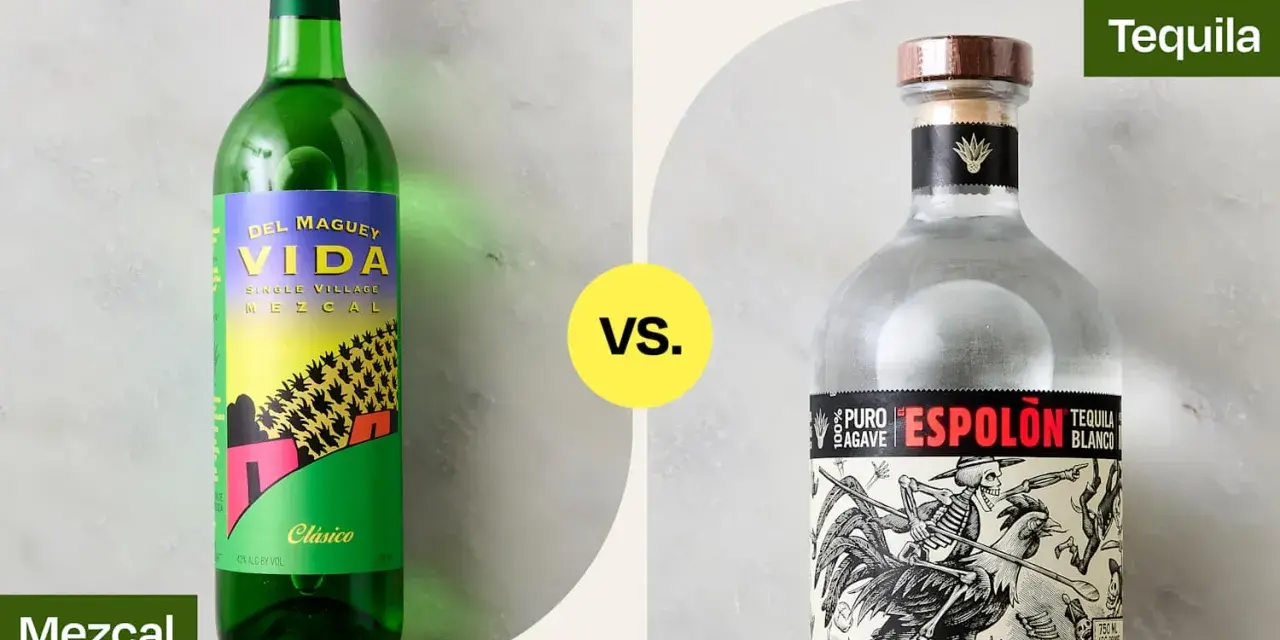 Zielona butelka mezcalu Del Maguey Vida kontra przezroczysta butelka tequili Espolón Blanco. Który drink wybierzesz?