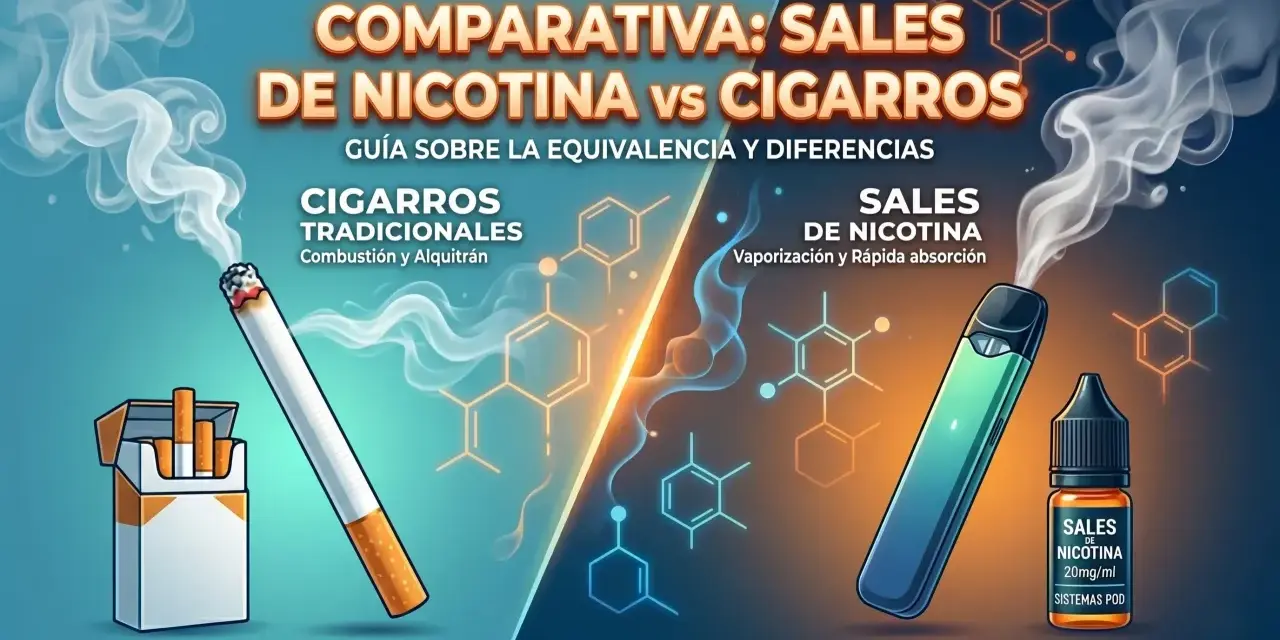 Comparativa de sales de nicotina vs. cigarros. Guía sobre cómo hacer sales de nicotina, diferencias y equivalencias.