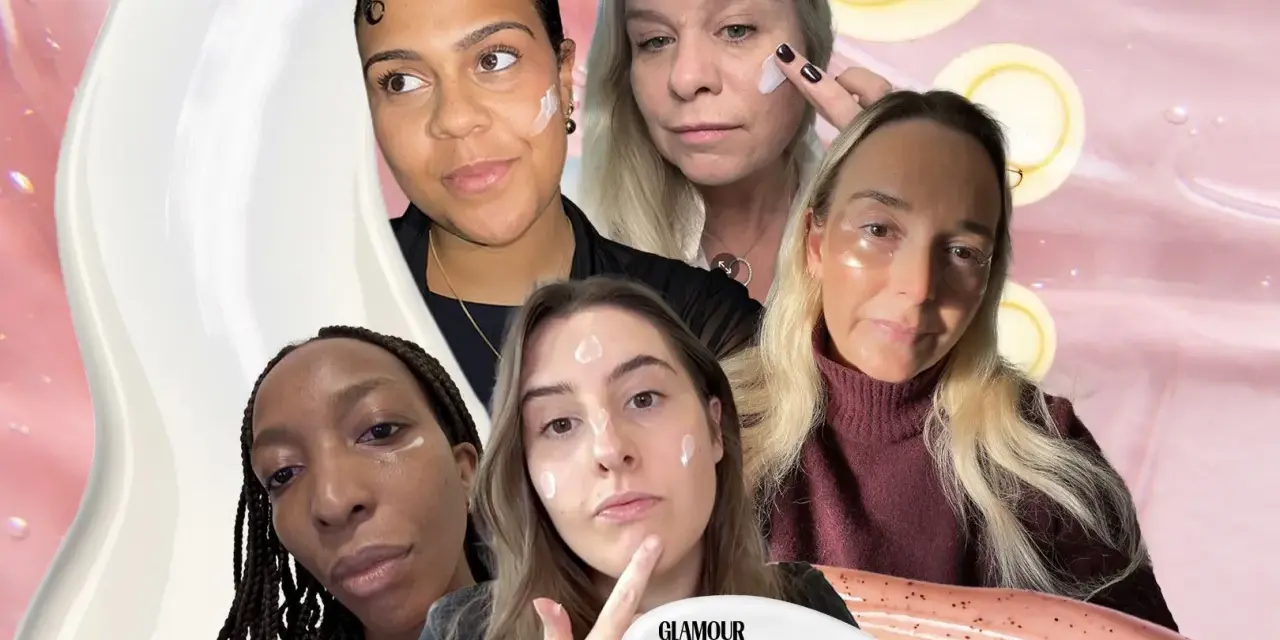 Five women of different ages and ethnicities apply skincare, showcasing that beauty and self-care are timeless.