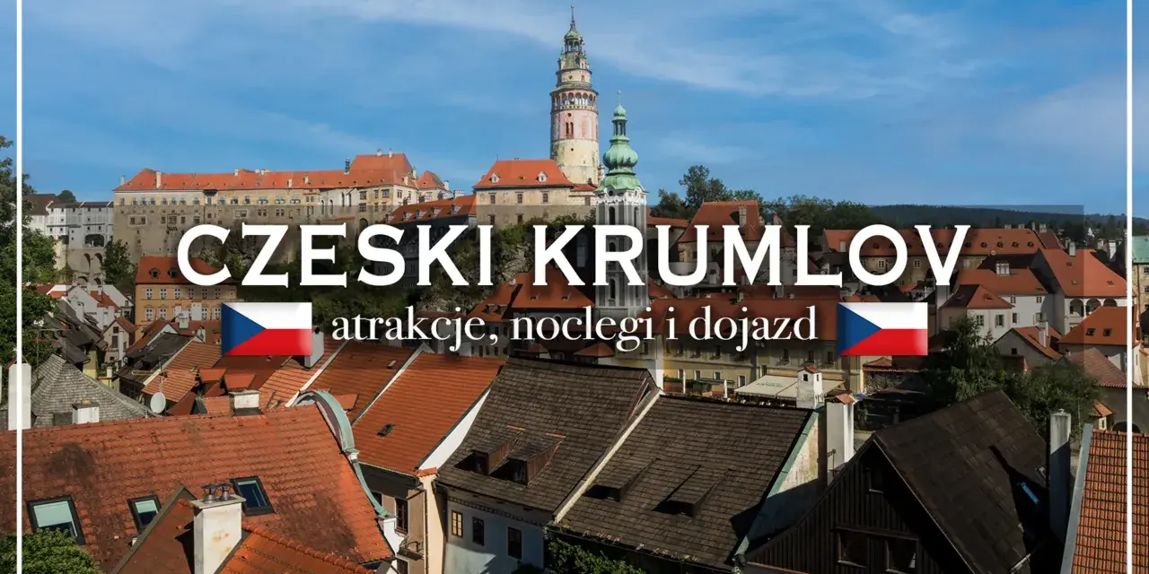 Widok na zamek w Czeskim Krumlovie z charakterystyczną wieżą. Miasto zachwyca architekturą i urokliwymi dachami.