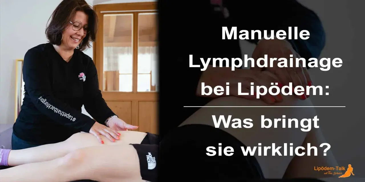 Frau führt Lymphdrainage an Beinen durch. Manuelle Lymphdrainage bei Lipödem: Was bringt sie wirklich?