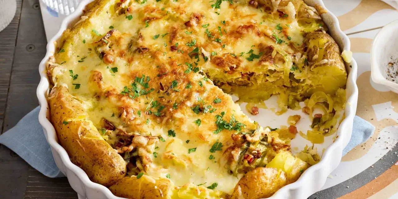 Herzhafte Kartoffel-Quiche mit geschmolzenem Käse und frischer Petersilie, ein Genuss für jeden Tag.