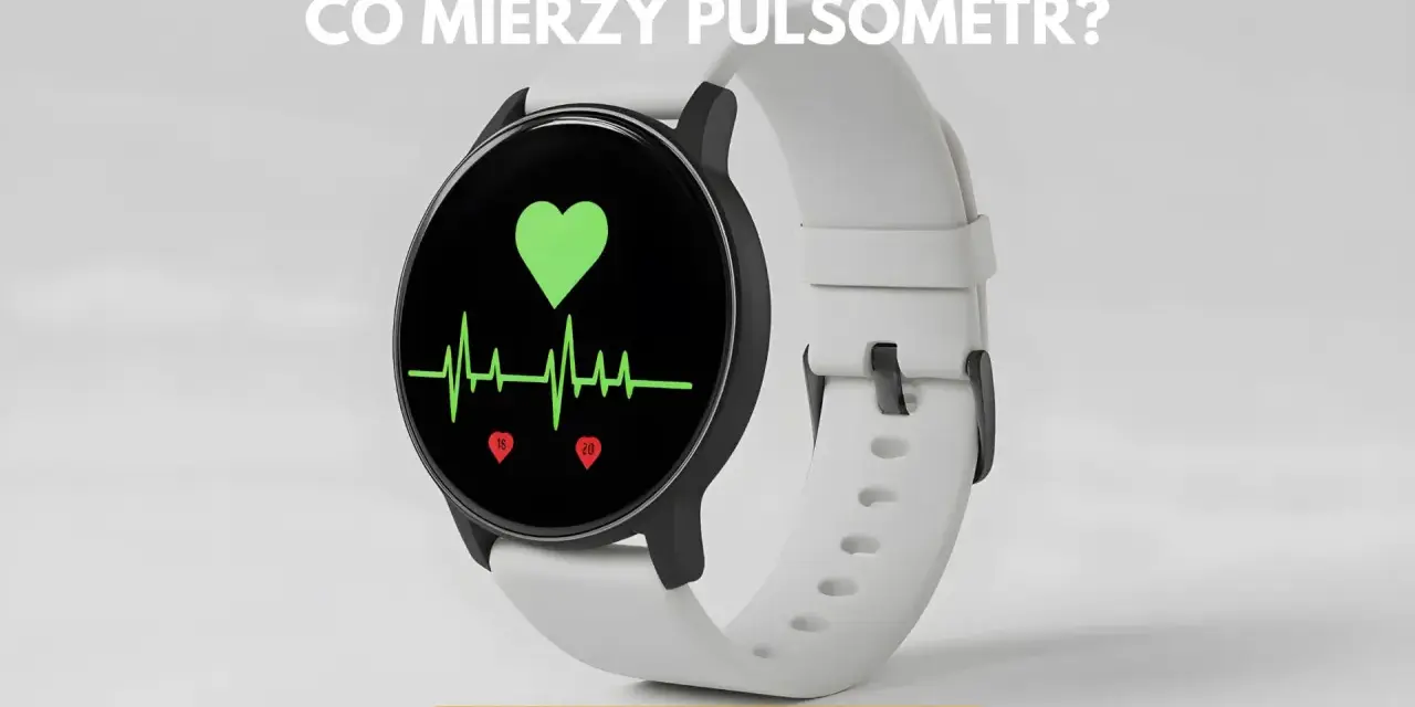 Biały smartwatch z ekranem pokazującym zielone serce i wykres EKG. To idealny test conconiego dla biegaczy.