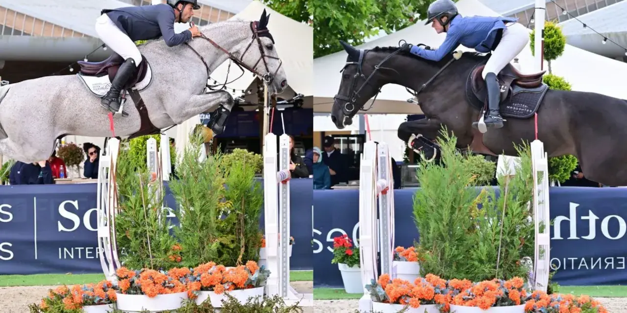 Un cavalier espagnol connu saute un obstacle avec son cheval.