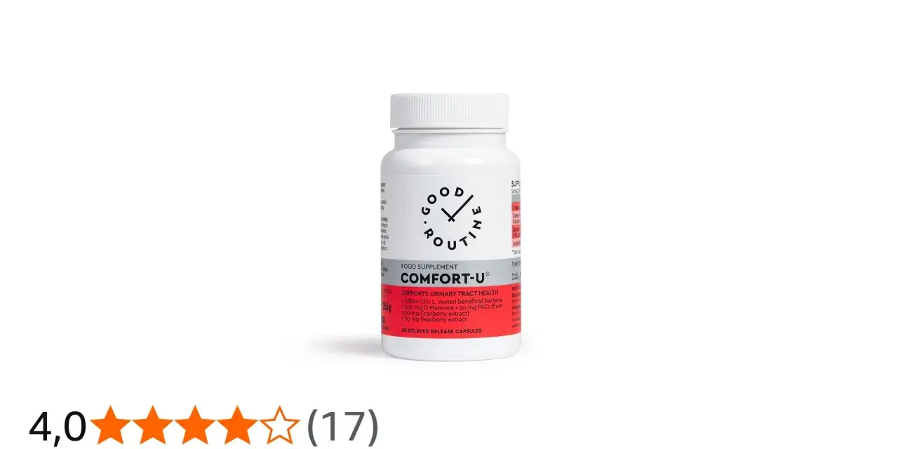 Bouteille de compléments alimentaires "Comfort-U" avec D-mannose et canneberge.