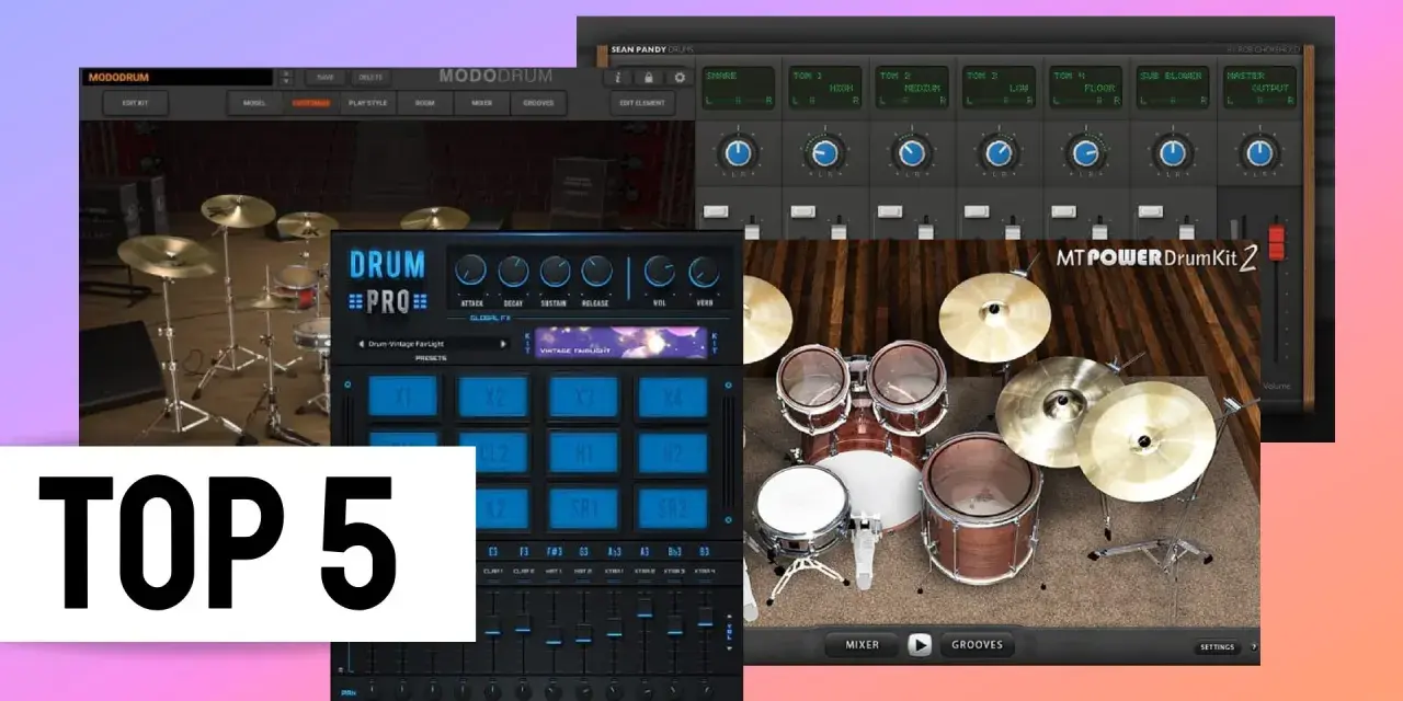 Top 5 darmowych wtyczek VST z perkusją: MODO DRUM, Drum PRO, MT POWER Drum Kit 2 i inne.